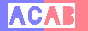 an alternating blue and pink button with white text that reads 'ACAB'