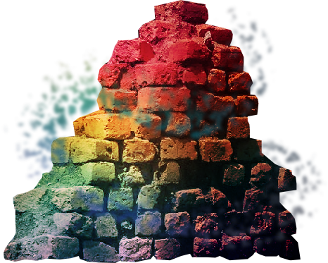 Rainbow bricks, pieces of the utopia.